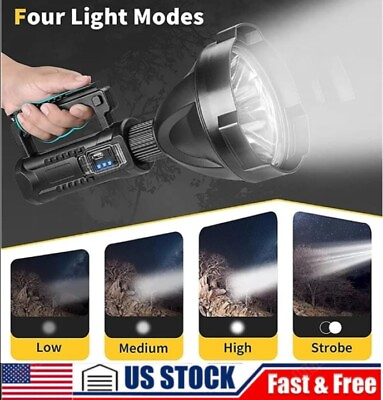 #ad Rechargeable LED Searchlight Portable Super Bright Handheld Spotlight Flashlight