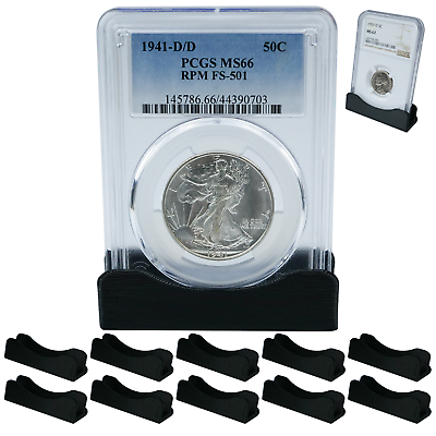 #ad 10 Coin Slab Holders PCGS Display Stand NGC Case Storage Box Plastic Set ICG