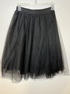 #ad Black Mesh Tulle Tutu Skirt Small S w Stretch Band for Special Occasion Party