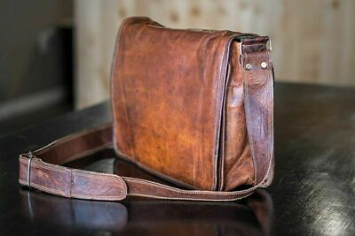 #ad Handmade Leather Vintage Goat Messenger Laptop Brown Briefcase Shoulder Bag