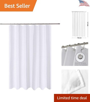 #ad Luxury Premium Fabric Shower Curtain Liner Water Repellent 72x84 Inches