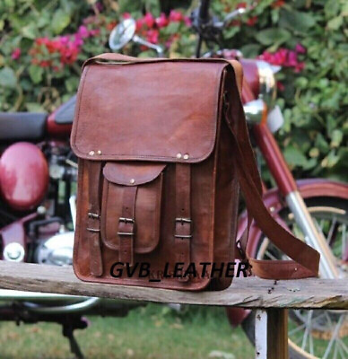 #ad Men#x27;s Vintage Retro Brown Crossbody Rustic Goat Leather Messenger Bag