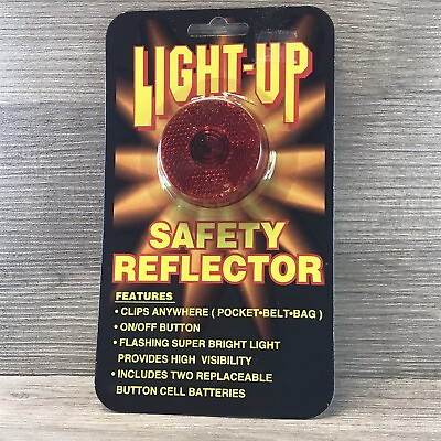 #ad Vtg Halloween Light Up Red Safety Reflector Flashing Super Bright Light bin R