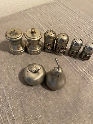 #ad Lot of 4 Pairs Sets Salt and Pepper Shakers Mini Chrome All Occasion Unique