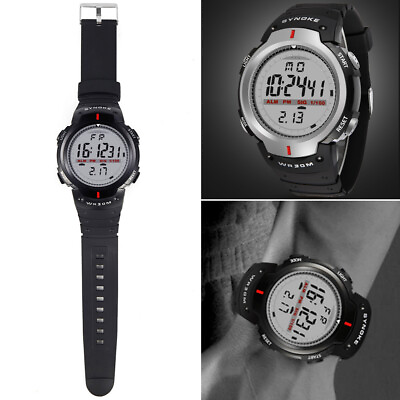 #ad Mens Casual Digital Watch Sports Waterproof Military Watches LED Stopwatch Alarm