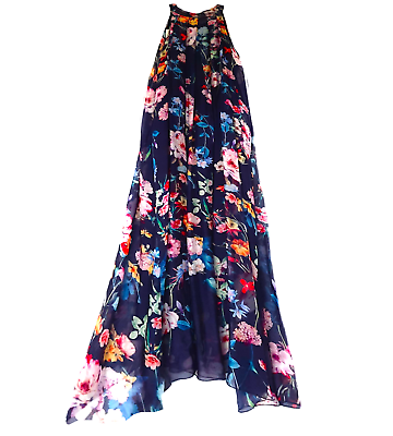 #ad Bellambra ITALY Dress long size M blue floral women NWT silk mother#x27;s day gift