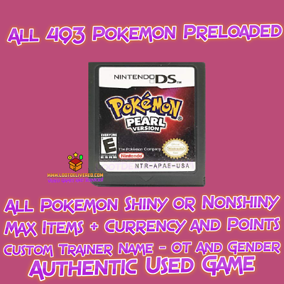 #ad Pokémon Pearl Authentic Nintendo Ds Preloaded with all 493 Pokemon and Items