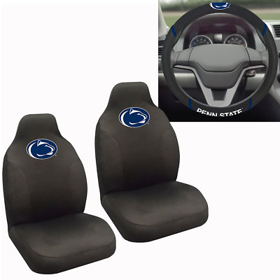 #ad New NCAA Penn State Nittany Lions Car Truck Seat Covers amp; Steering Wheel Cover