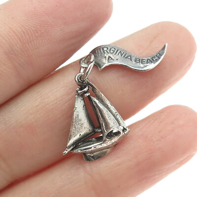 #ad PACIFIC JEWELRY Sterling Silver Vintage Virginia Beach Sailboat Charm Pendant