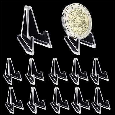 #ad 20PCS Coin Display Stand Large Size Clear Plastic Card Square Easel Medal Holder