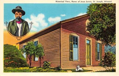 #ad ST JOSEPH MO Missouri JESSE JAMES Home amp; Image Chrome Postcard