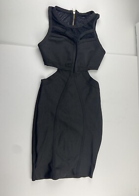 #ad Women#x27;s WOW Couture Black Bandage Mini Dress Medium M Mesh Back Cutout