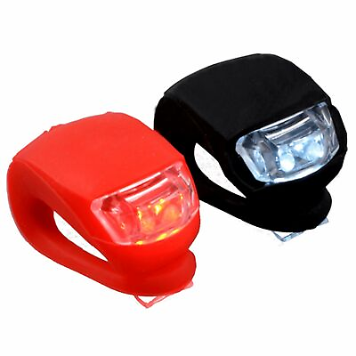 #ad 2 Pcs Silicone Bicycle Bike Cycle Safety LED Head Front amp; Rear Tail Light Set
