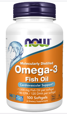#ad NOW Foods Omega 3 Fish OIl 1000 mg 100 Softgels