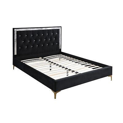 #ad Eastern King Bed Black Fabric