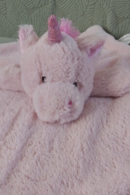 #ad Pink Unicorn Lovey 14quot;x14quot; Security Blanket w Rattle 2020 Kellytoy