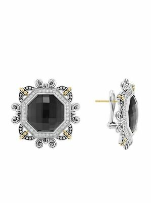 #ad NWT Lagos Empress $3500 Sterling Silver 18K Gold .57 ct DIAMOND Earrings