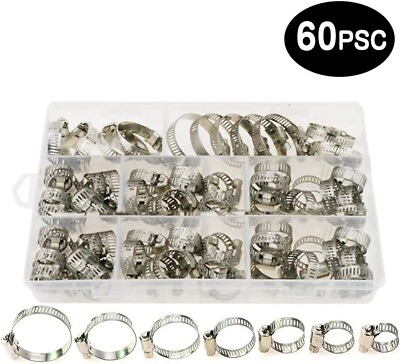 #ad Hose Clips Adjustable 8 38mm Range Hose Clamps Stainless Steel Pipe Clips 60pcs