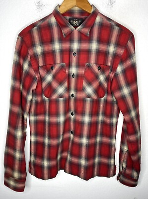 #ad $298 RRL Ralph Lauren Small Red White Plaid Shirt Flannel Work Hunting Ranch OG