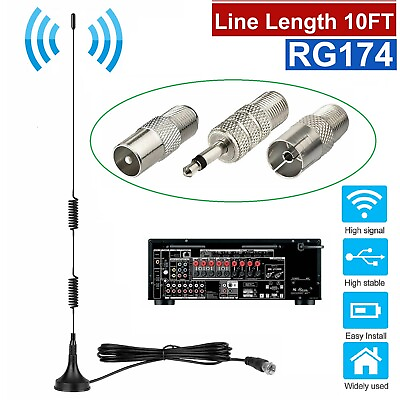 #ad Magnetic FM AM HD Indoor Digital Radio Antenna Signal Stereo Receiver Booster US