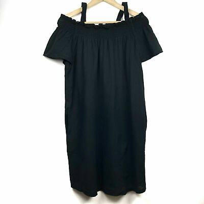 Current Elliott The Madeline Dress 0 XS Black Off Shoulder Pockets Lined $49.99