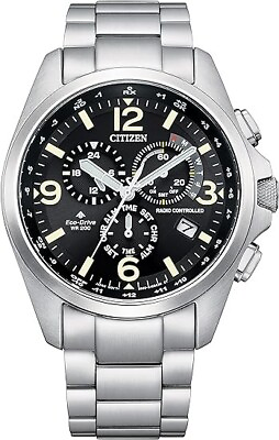 #ad CITIZEN CB5921 59E PROMASTER LAND BLACK DIAL SILVER STAINLESS MENS 45MM WATCH
