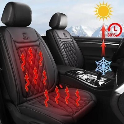 #ad Quick 30 Sec Heat Universal Car Seat Warmer Cover Three Modes Black Brown Orange