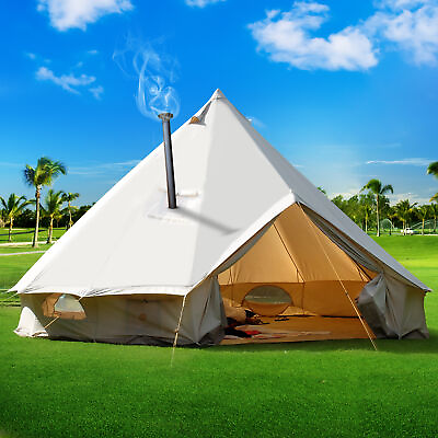 #ad Canvas Bell Tent 4M 5 Season Glamping Hunting Camping Tent Yurt Stove Jack