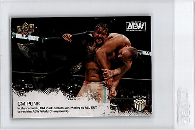 #ad CM Punk V Jon Moxley 2022 Upper Deck AEW MATCH DATED MOMENTS ALL OUT Card #19