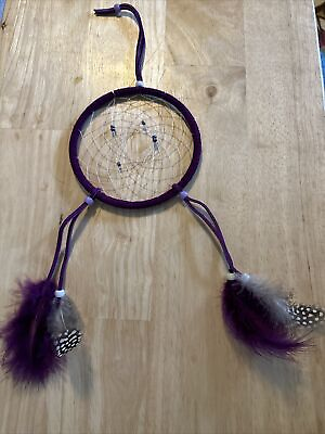 #ad Homemade Purple Dream Catcher with Feathers amp; Beads