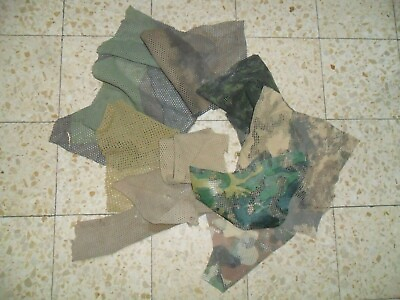 #ad 9 DIFFERENT Samples Israeli Army Idf Zahal Camo Camouflage Net 40#x27;s to Current