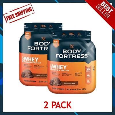 #ad #ad 2 PACK 🔥 Body Fortress 100% Whey Premium Protein Powder Chocolate 1.78lbs