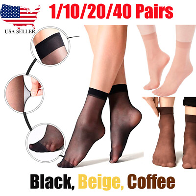#ad Women Ankle Stockings Nylon Elastic Short Sheer Silk 1 40 Pairs