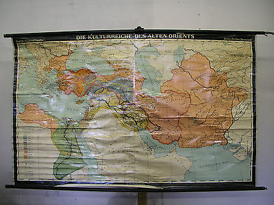 #ad School Wall Map Rich Sheik Orient No Oxident 78x48 13 16in 1963 Kl.vers