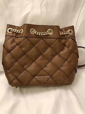 #ad Michael Kors NWT Regina Bucket Bag Backpack Brown MK Gold Chain 35H1GU7B5U. $448