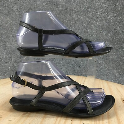 #ad Born Sandals Womens 6 Mai Casual Toe Post Slingback Flats D20303 Black Leather