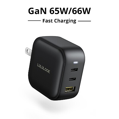 #ad 65 66W PD USB C Adapter PPS 3 Port GaN II Fast Charging For MacBook iPad Samsung