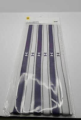 #ad New Under Armour 6 Pack Non Slip Headbands Purple Grey White Grey