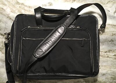#ad Levenger Briefcase Messenger Bag With Leather Accents