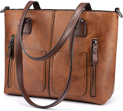 Large Shoulder Bag for Women Faux Leather Purse with Multi Pockets Designer Hand $46.99