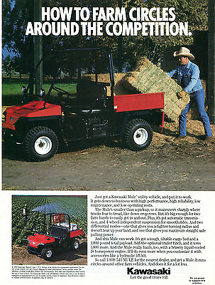 #ad 1989 Kawasaki Mule ATV Utility Vehicle Farm Print Ad