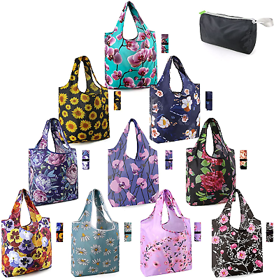 #ad #ad Beegreen 10 Pack Washable Floral Grocery Bags for Shopping Reusable Tote Bags Ex