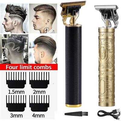 #ad Pro Skeleton Cordless Trimmer Hair Clippers Machine USB Rechargeable Men#x27;s Beard