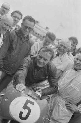 #ad Motorcycle Road Racer Mike Hailwood Pictured On His Mv Agusta 1965 OLD PHOTO