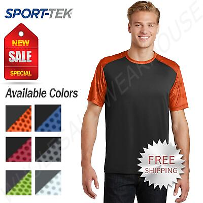#ad Sport Tek Mens Dry Fit CamoHex Moisture Wicking Colorblock T Shirt M ST371