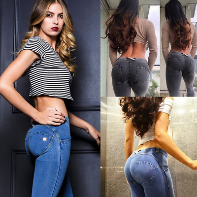 #ad Women#x27;s New Low Rise Slim Fit Elastic Jeans Sexy Jump Bottom Jeans