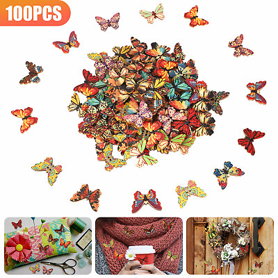 #ad LOT Wood Butterfly Handmade 2 Holes Wooden Buttons DIY Sewing Scrapbooking Craft