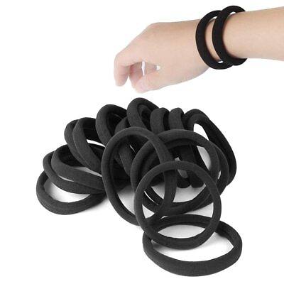 #ad 20 PCS Large Hair Ties for Thick Hair Black Hair Bands for Women Men and Girl...
