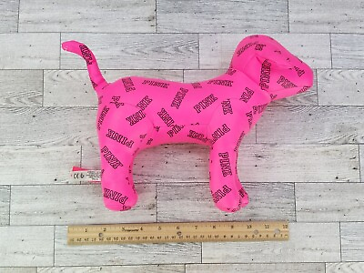 #ad Victoria#x27;s Secret Hot Pink Plush Dog Large 10quot; Stuffed Dog Victorias VS Black