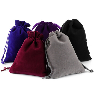#ad 25 100 Velvet Drawstring Pouch Jewelry Baggie Ring Party Wedding Gift Bag Set
